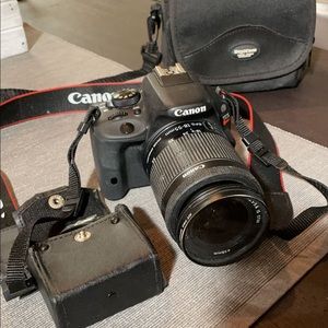 Canon SL1 
Comes with 18 55mm bag and 2 filters
